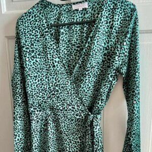 Leopard print tie waist dress
